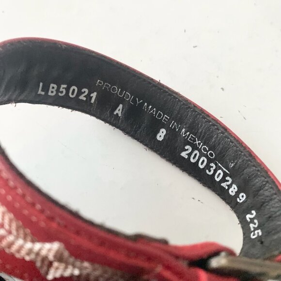 Red Wedge Sandals with Embroidered Design - Picture 9 of 10